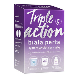 Zestaw triple action do wybielania zębów w domu wybielająca pasta do zębów 30ml + wybielający żel 50ml + płyn do płukania 100ml + nakładki do formowania x3