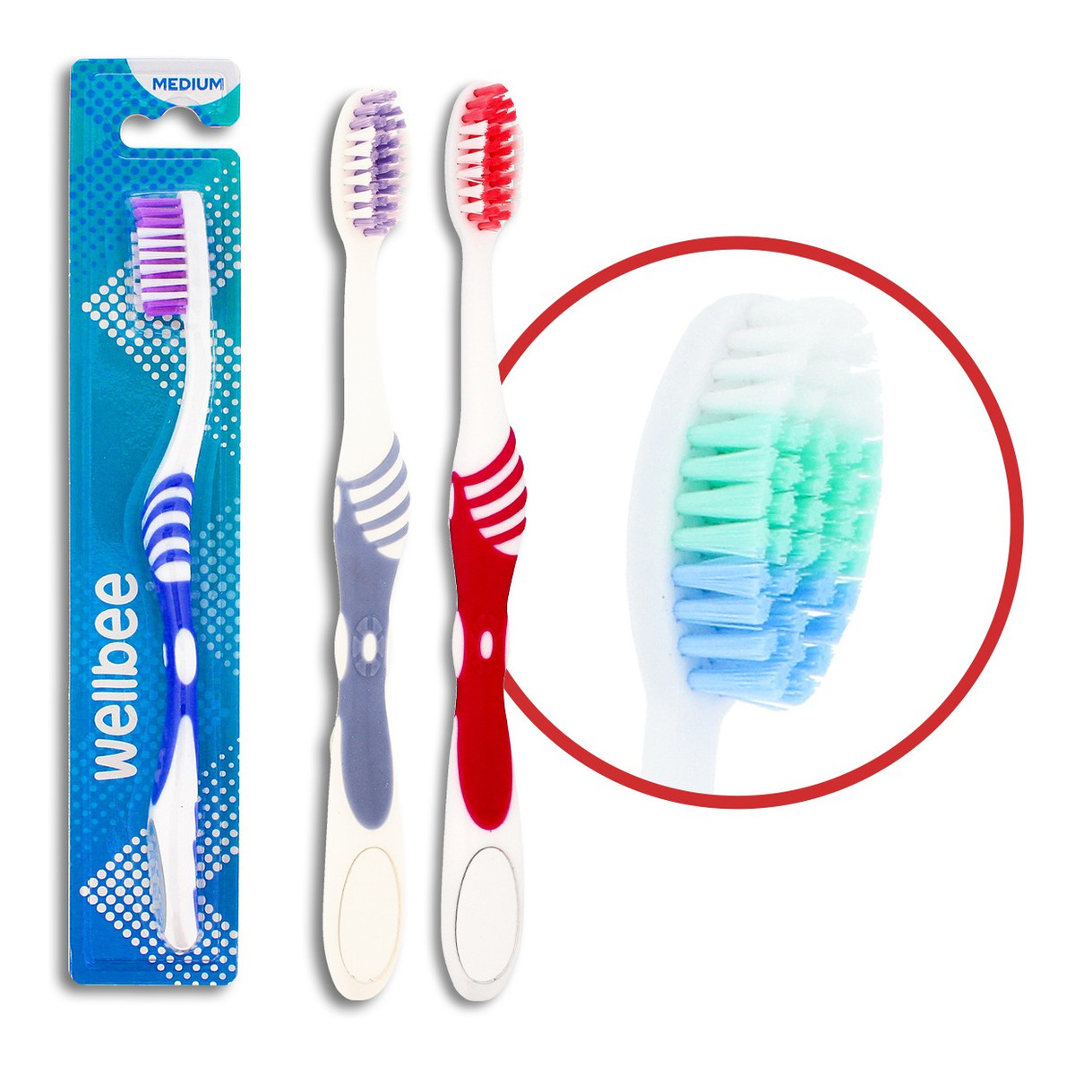 Wellbee Szczoteczka do zębów Medium - mix kolorów 1szt