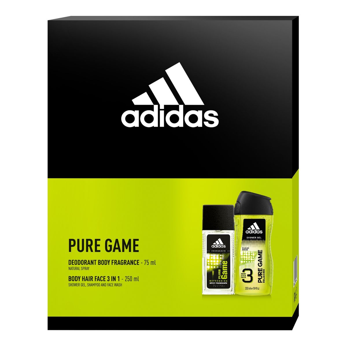 Adidas Pure Game Zestaw prezentowy żel pod prysznic 250ml+ deo atomizer 75ml