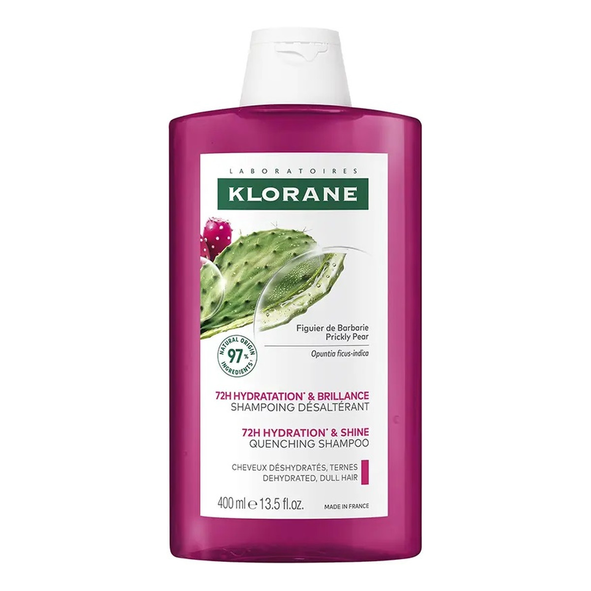 Klorane 72h hydration shine shampoo nawilżający szampon z opuncją figową 400ml