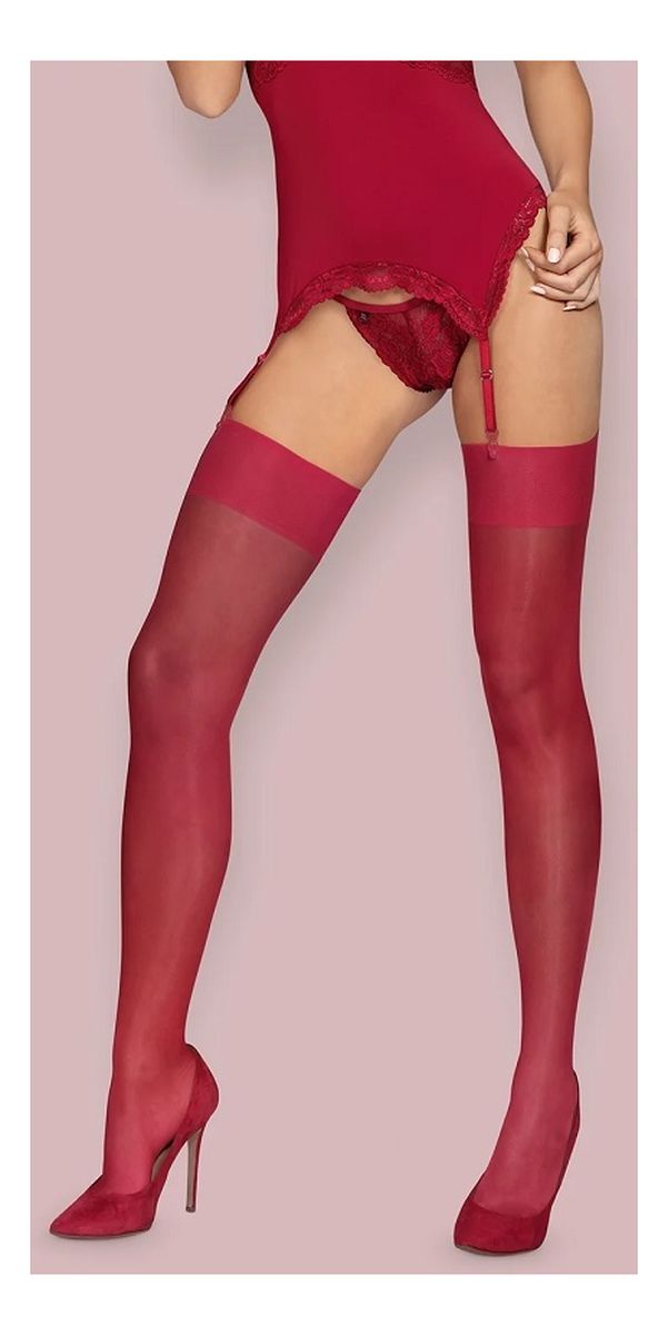 S800 stockings pończochy bordowe l/xl