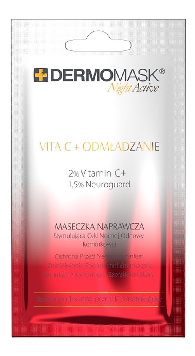 Dermomask Night Active Maseczka naprawcza na twarz - Vita C + Odmładzanie