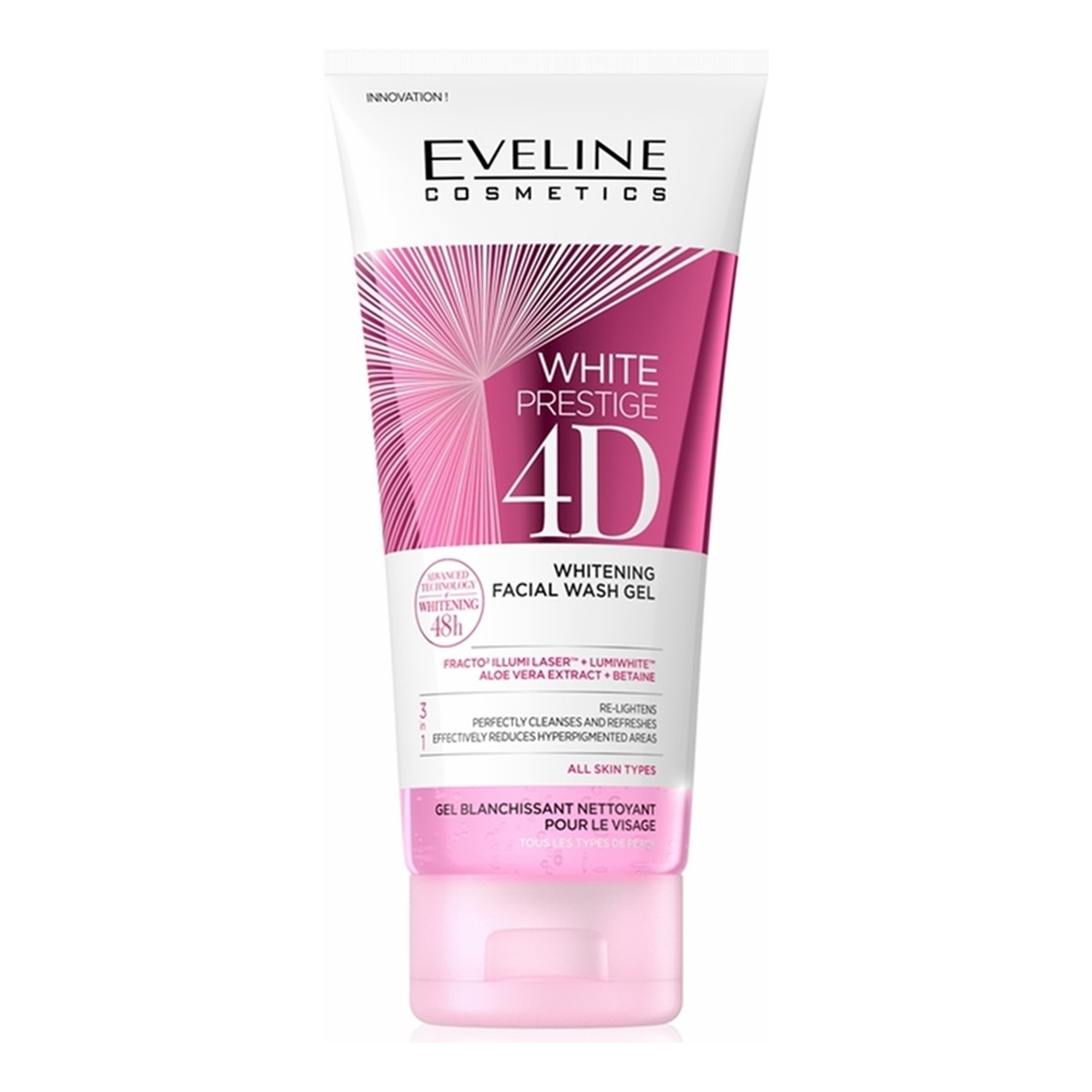 Eveline White Prestige 4D Whitening Facial Wash Gel wybielający Żel do mycia twarzy 200ml