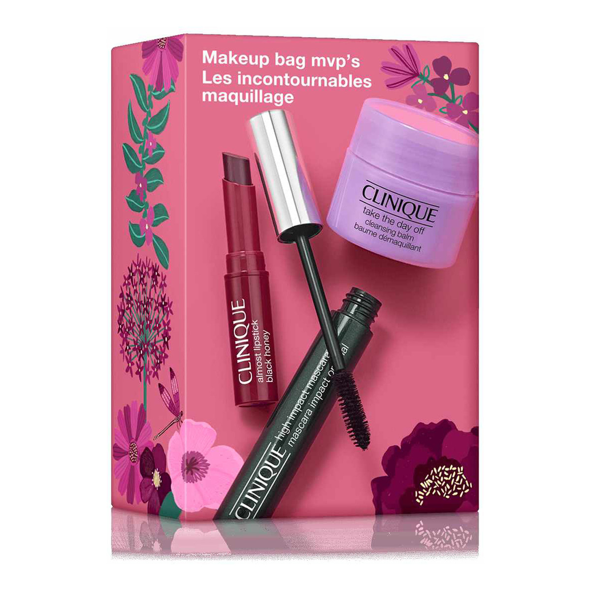 Clinique Makeup Bag High Impact Mascara tusz do rzęs 7ml + Almost Lipstick Black Honey pomadka do ust 1,2g + Take The Day Off Cleansing Balm balsam do mycia twarzy 15ml