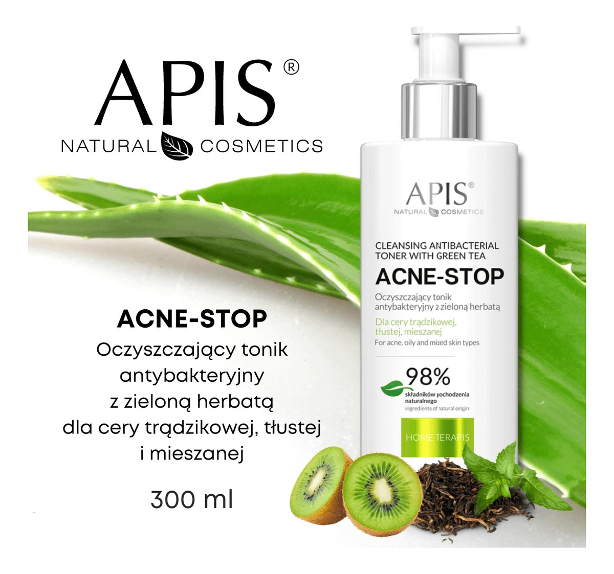 Acne-stop cleansing antibacterial toner oczyszczający tonik antybakteryjny z zieloną herbatą