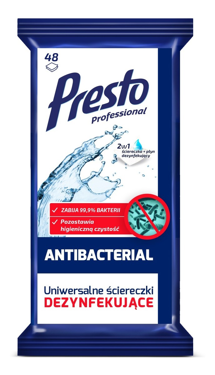 Presto Ściereczki czyszczące+płyn 2w1 1op.-48szt