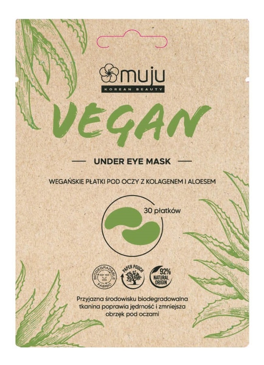 Vegan under eye mask wegańskie płatki pod oczy z kolagenem i aloesem 30szt