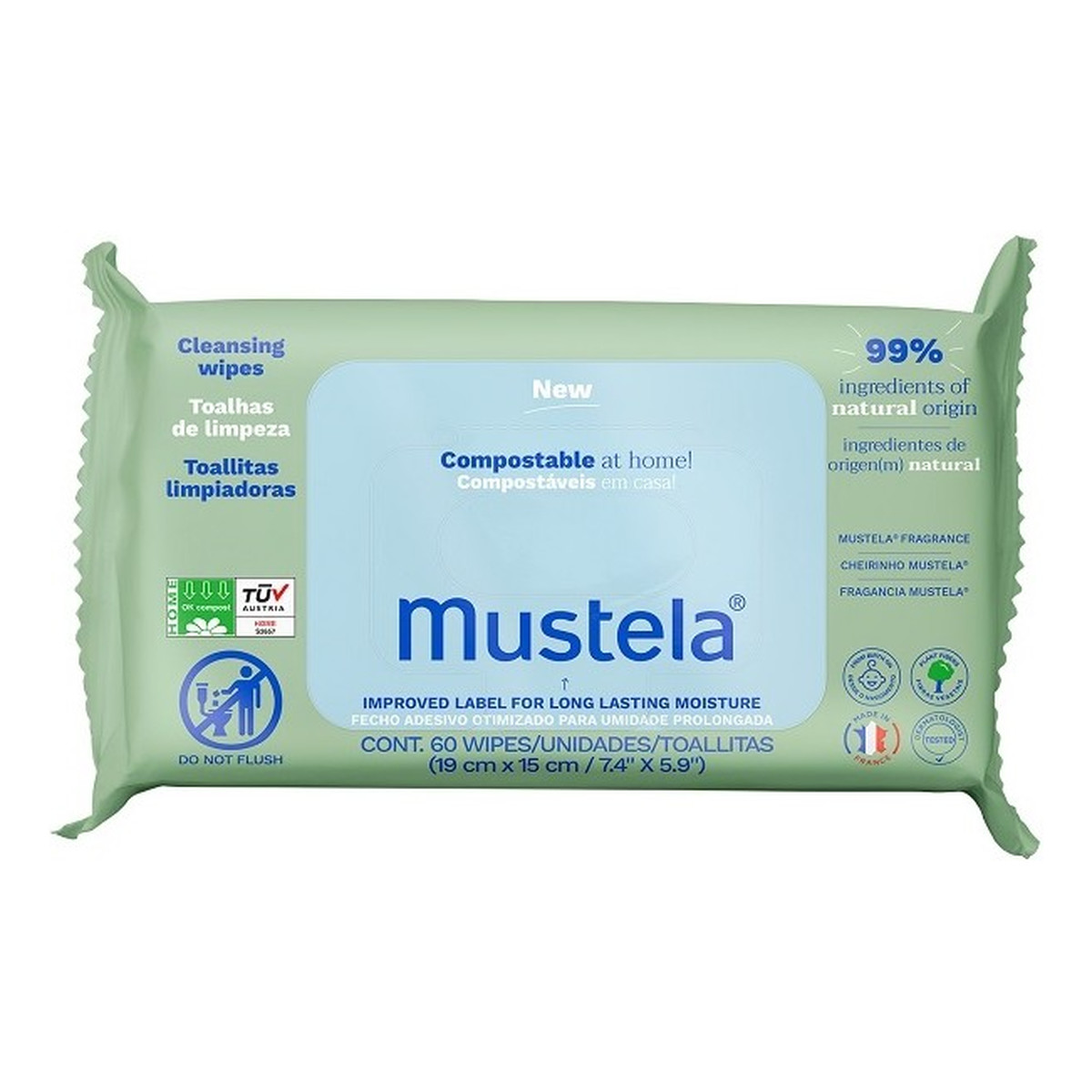 Mustela Cleansing Wipes kompostowalne chusteczki oczyszczające 60szt