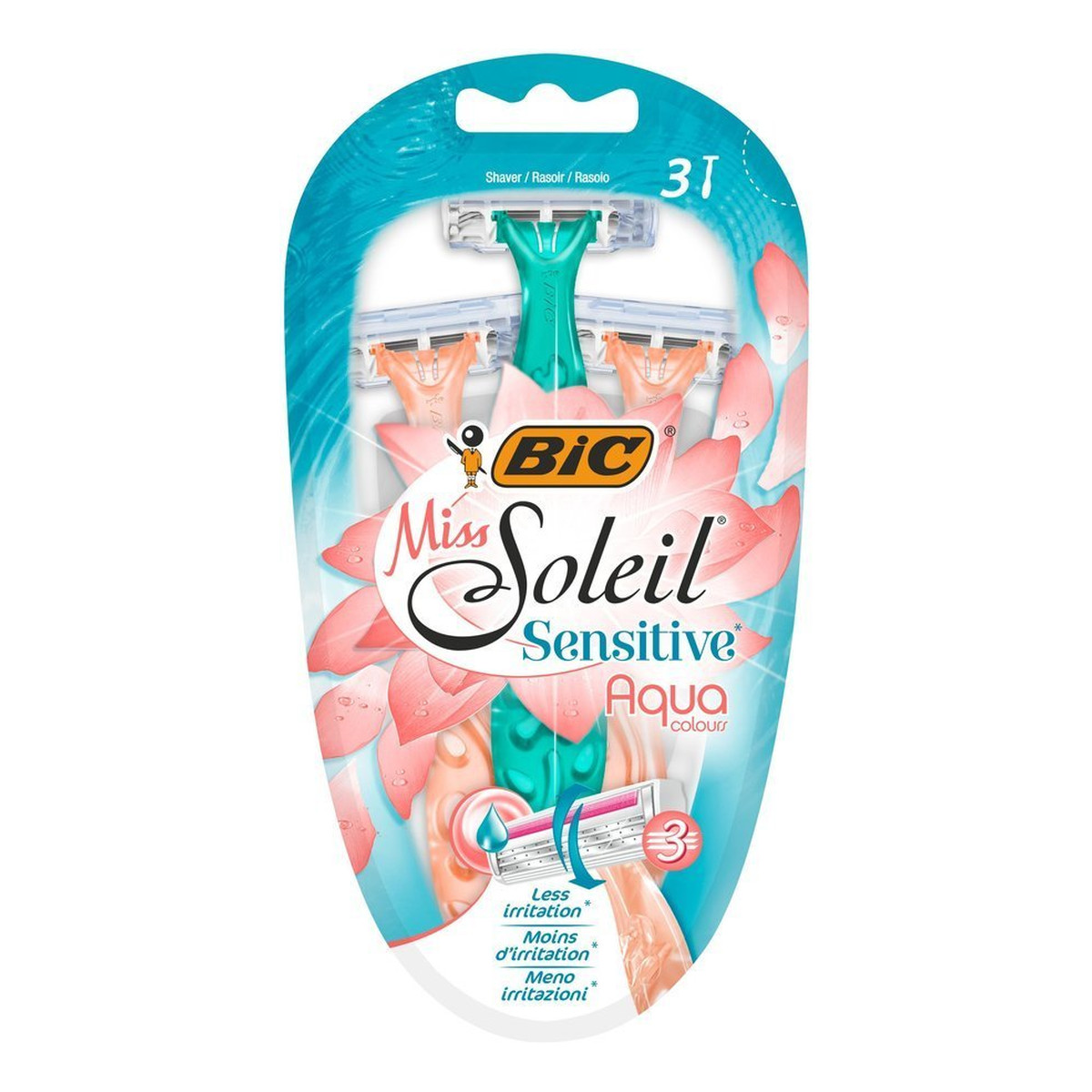 Bic Miss Soleil Maszynka do golenia 3 Sensitive Aqua Colours 1op.-3szt