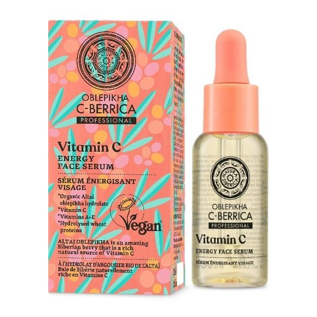 Natura Siberica OBLEPIKHA C-BERRICA Wegańskie, energizujące serum do twarzy z witaminą C i hydrolatem z rokitnika ałtajskiego 30ml