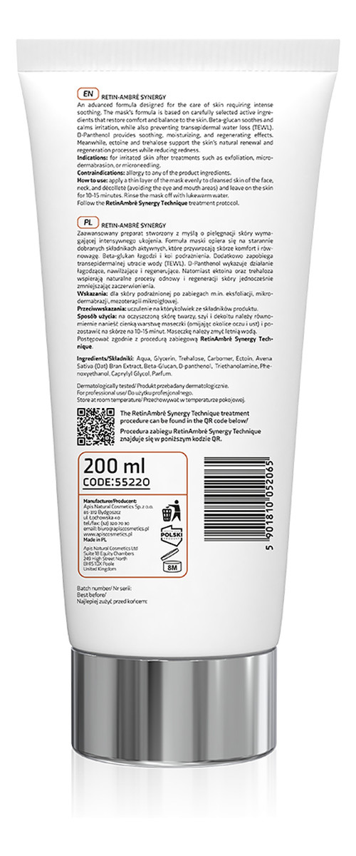 Łagodząca Maska Z Beta-Glukanem I Ektoiną