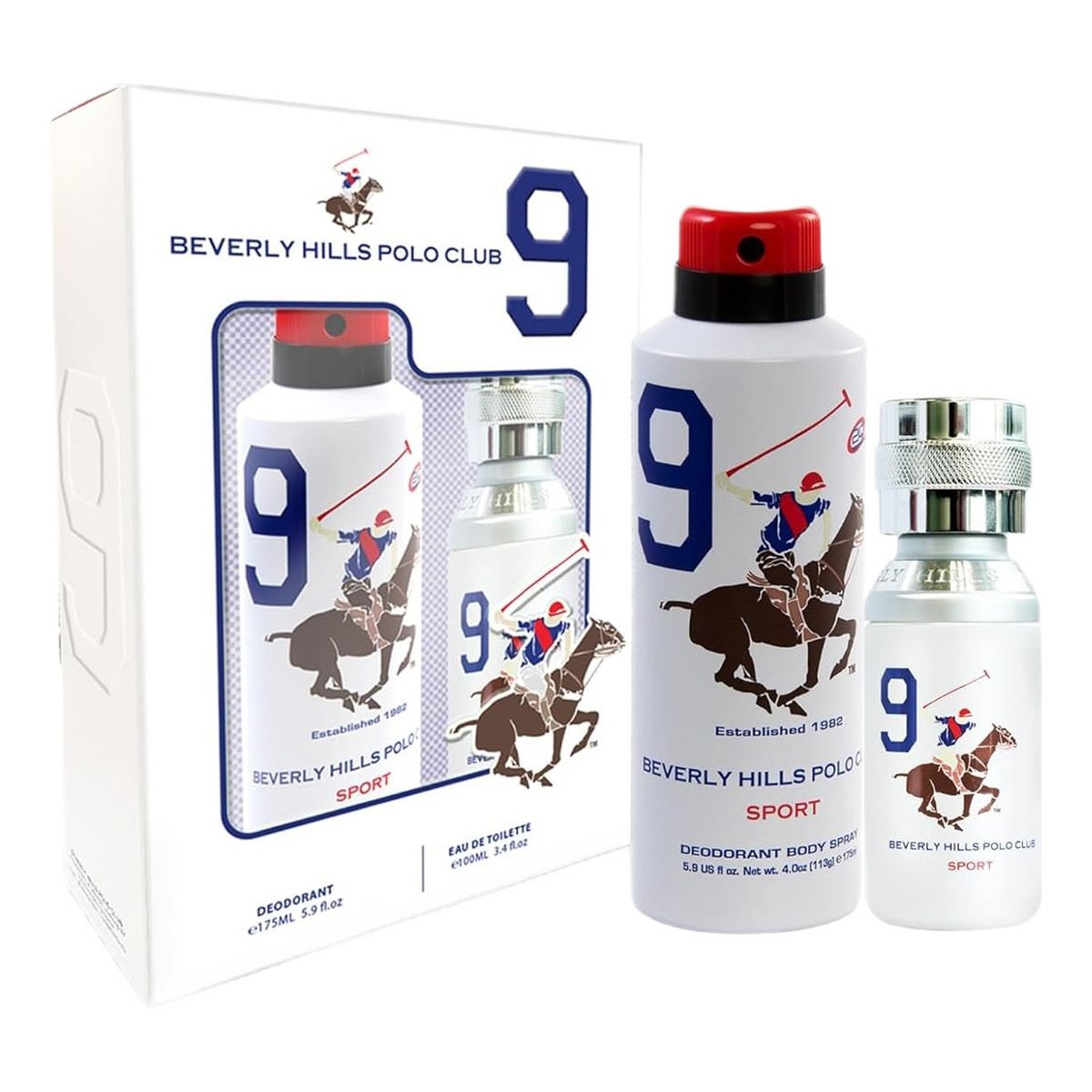 Beverly Hills Polo Club Men Sport Nine Zestaw woda toaletowa spray 100ml + dezodorant spray 175ml