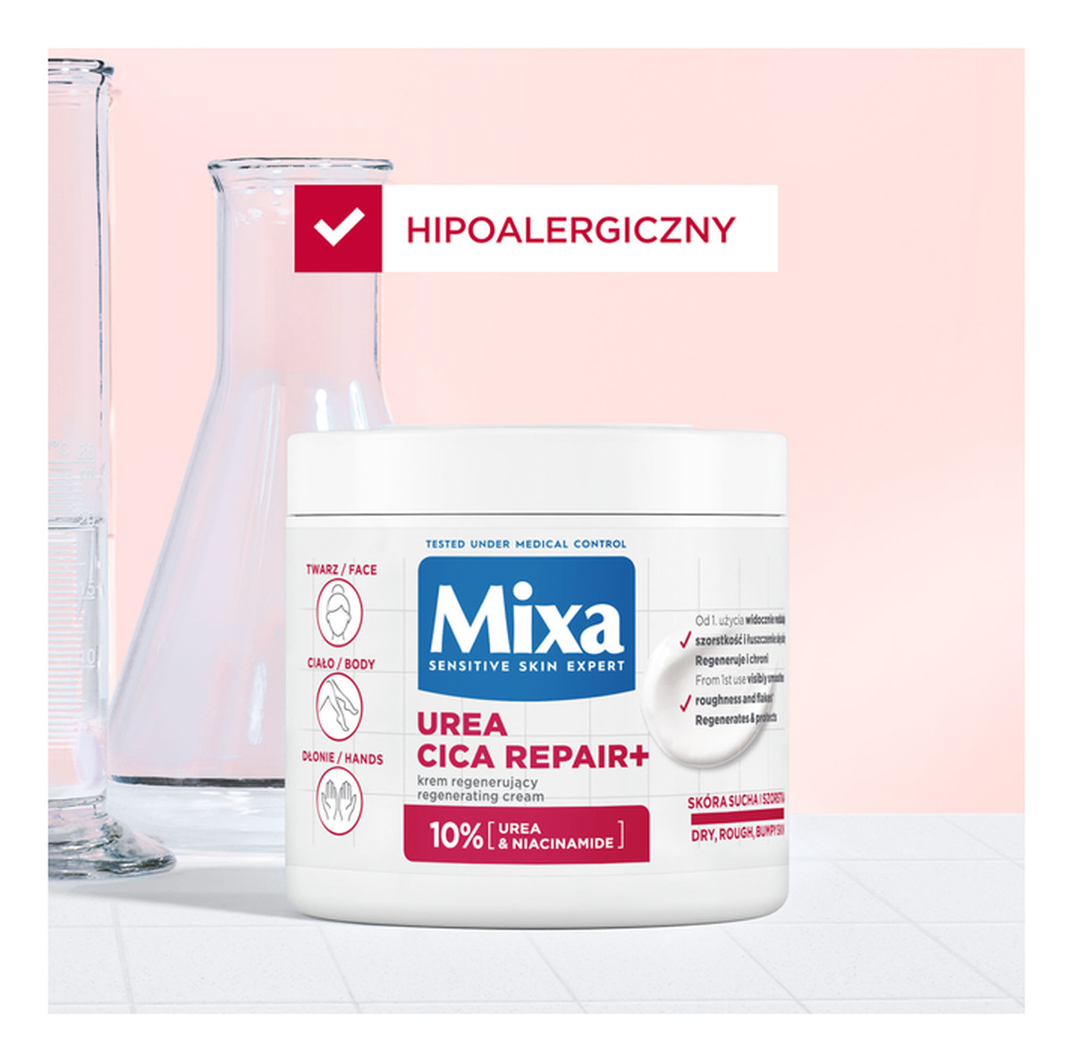 Krem regenerujący + Ceramide Ochronny do twarzy dłoni i ciała 2x400ml