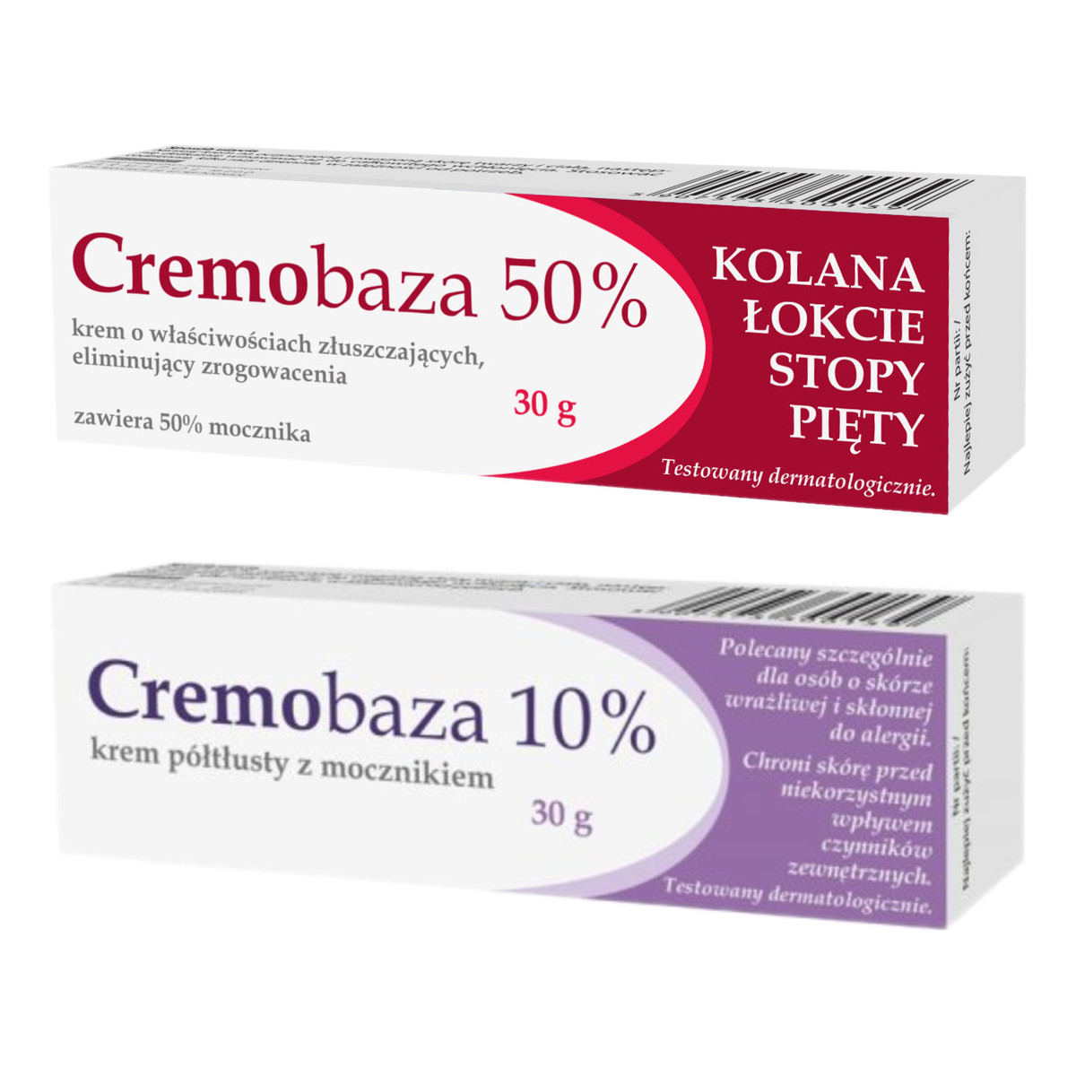 Cremobaza Krem 50% o właściwościach złuszczajacych eliminujący zrogowacenia + krem 10% nawilżający