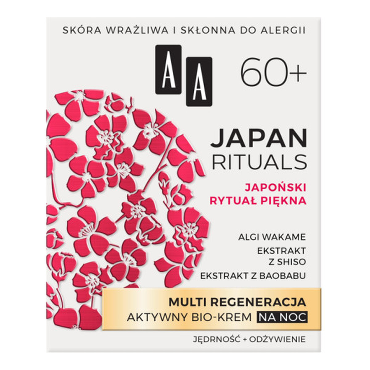 AA JAPAN RITUALS MULTI REGENERACJA AKTYWNY BIO-KREM do twarzy NA NOC 60+ 50ml