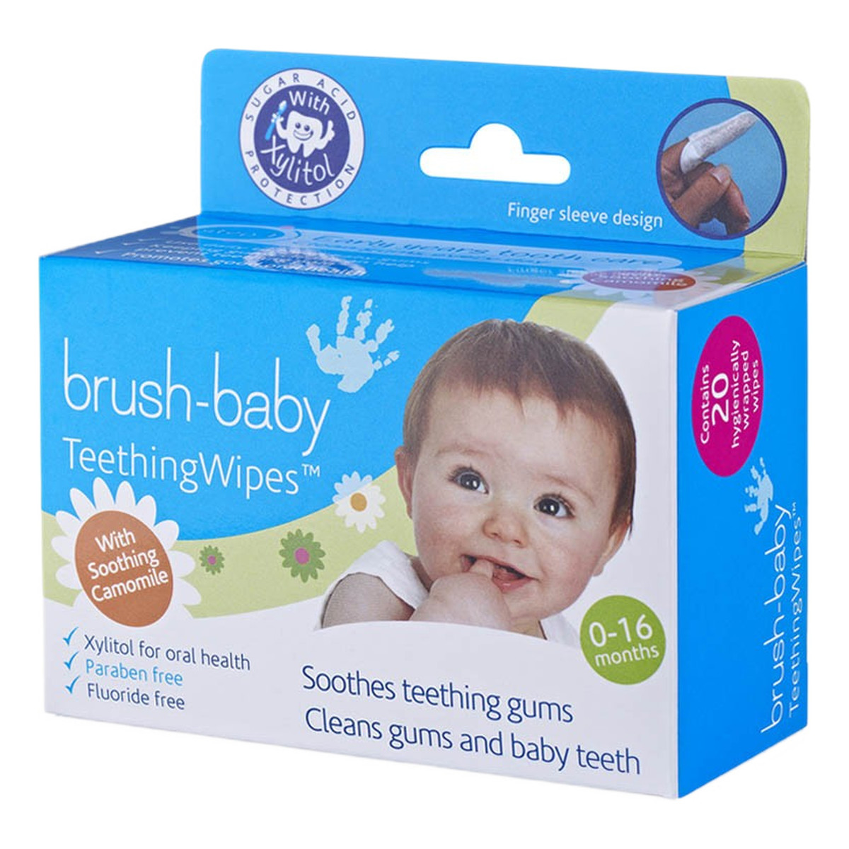 Brush-Baby Teethingwipes gaziki higieniczne z rumiankiem dla dzieci 0-16m 20szt.