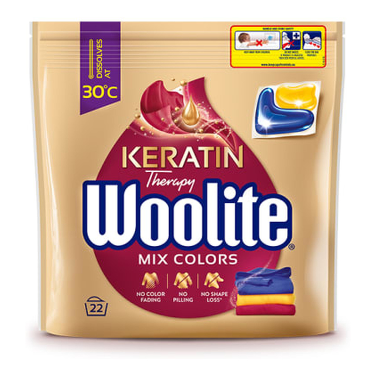 Woolite Keratin Therapy Kapsułki do prania Mix Colors 22 prania 440g