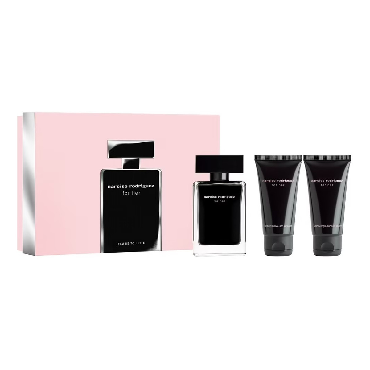 Narciso Rodriguez For Her Zestaw woda toaletowa spray 50ml + balsam do ciała 50ml + żel pod prysznic 50ml