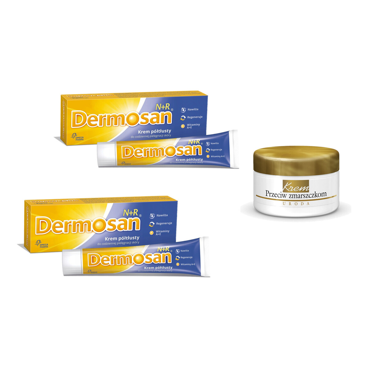 Dermosan N+R Krem półtłusty 2x40g + Uroda przeciw zmarszczkom 37ml