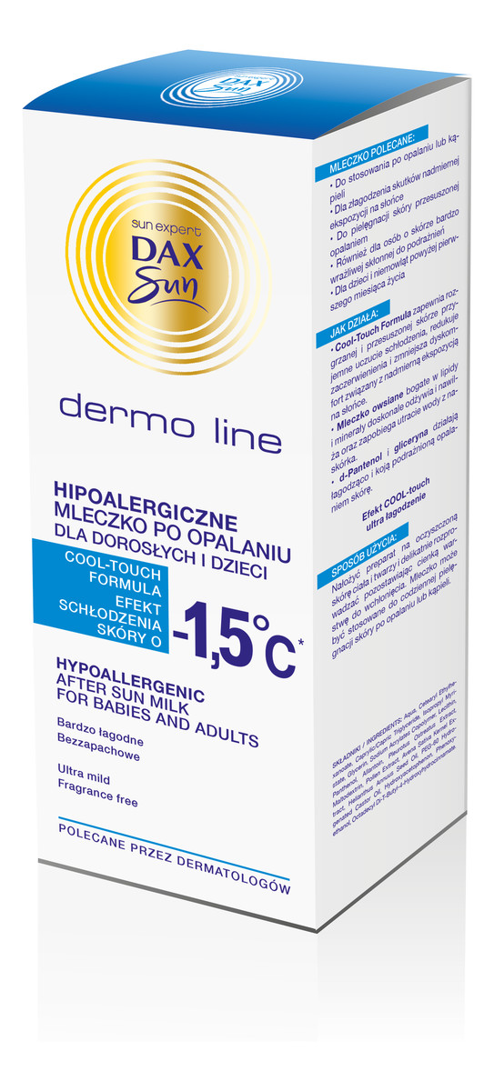 Dermo Line hipoalergiczne mleczko po opalaniu -1,5°Cdla dorosłych i dzieci