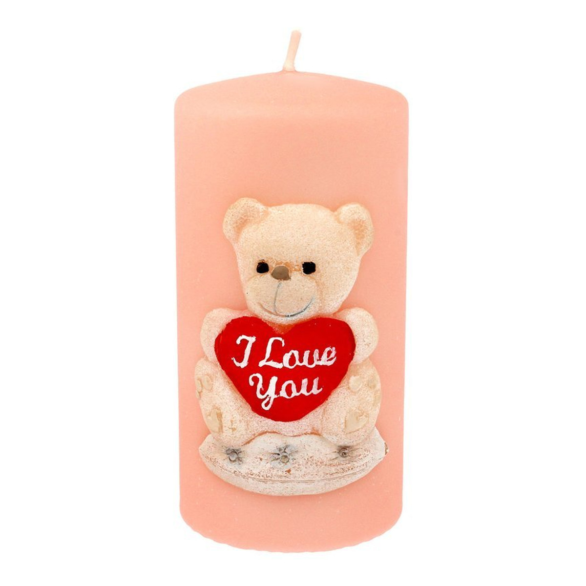Artman Candles Świeca ozdobna TEDDY w kształcie walca w kolorze różowym