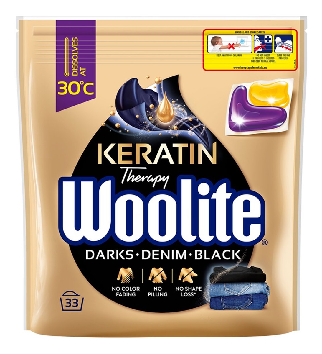 Black darks denim kapsułki do prania do tkanin ciemnych z keratyną 33szt