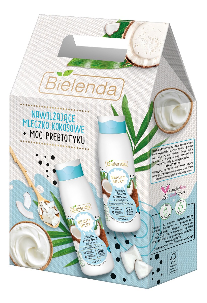 Zestaw z Mleczkiem Kokosowym - mleczko do kąpieli i pod prysznic 400 ml + mleczko do ciała 400 ml