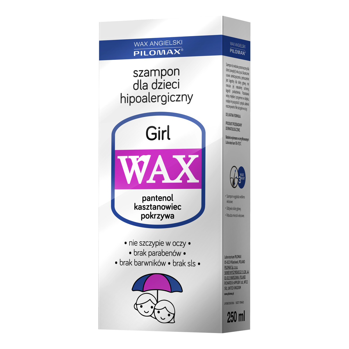 Pilomax Wax Girl Dla Dzieci Szampon Do Włosów Dla Dziewczynek 250ml