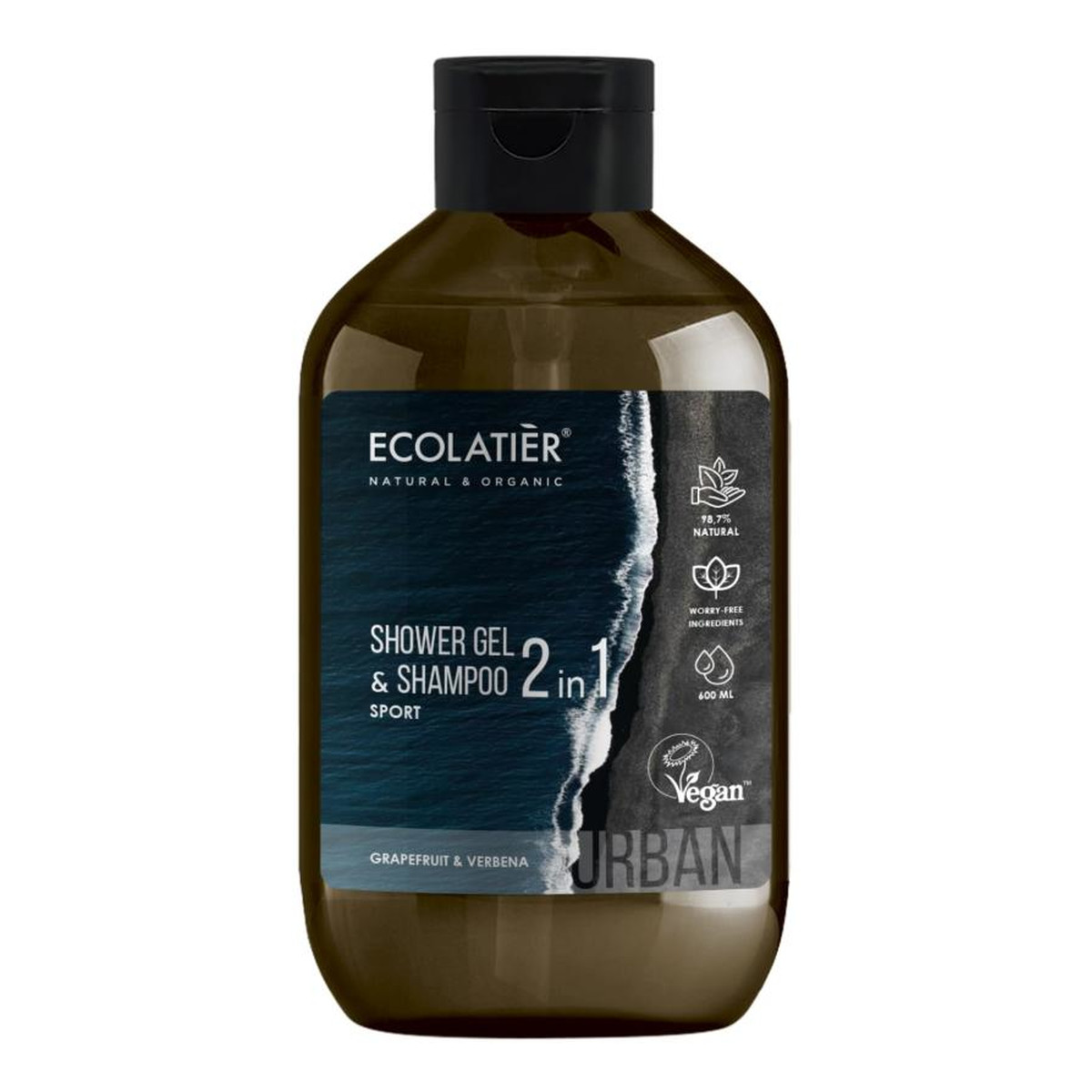 Ecolatier Sport Żel pod prysznic i szampon dla mężczyzn 2w1 Grejpfrut i Werbena 600ml