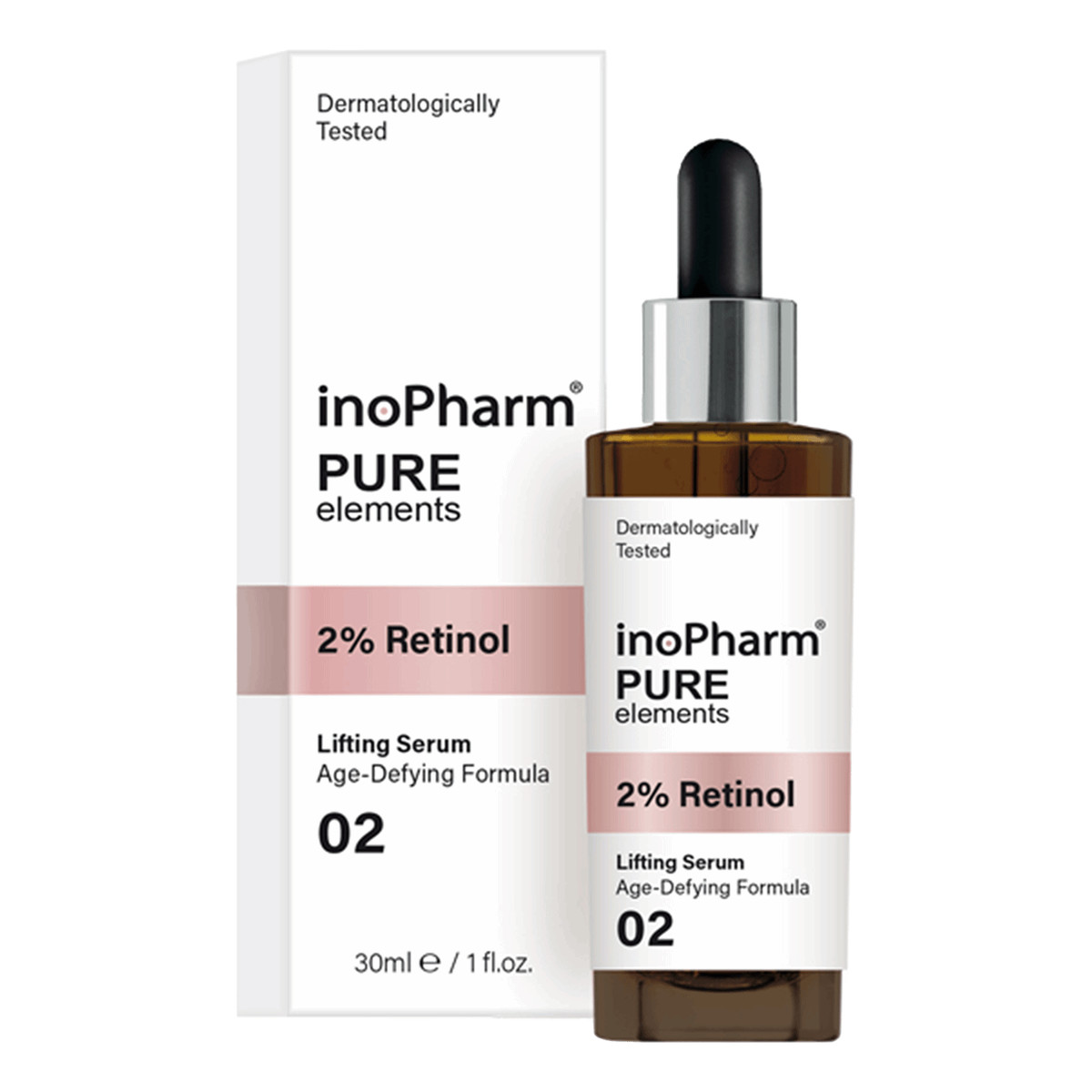 InoPharm PURE elements Liftingujące serum do twarzy z 2% retinolem 30ml
