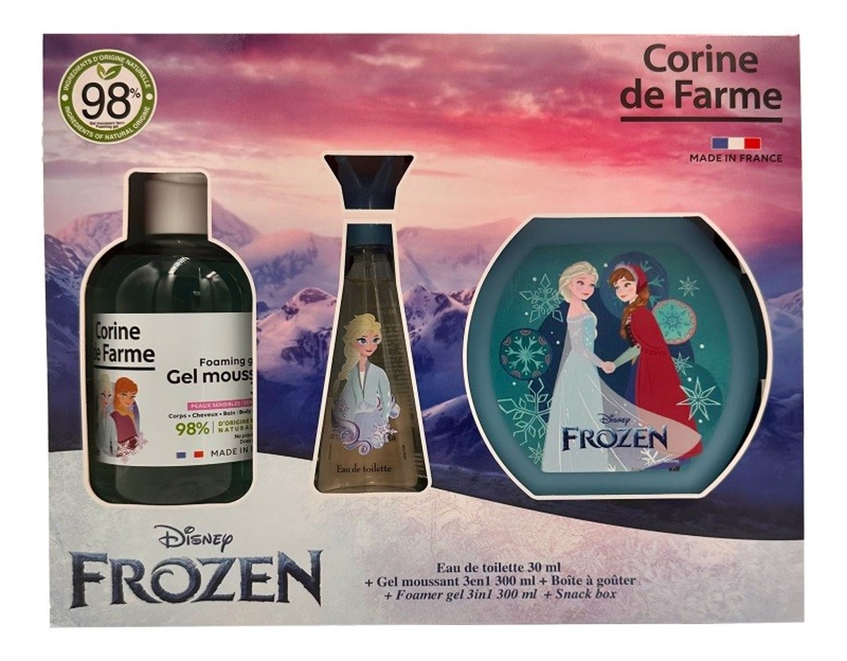 Zestaw prezentowy frozen (woda toaletowa 30ml + żel pieniący 3w1 300ml + pudełko na przekąski)