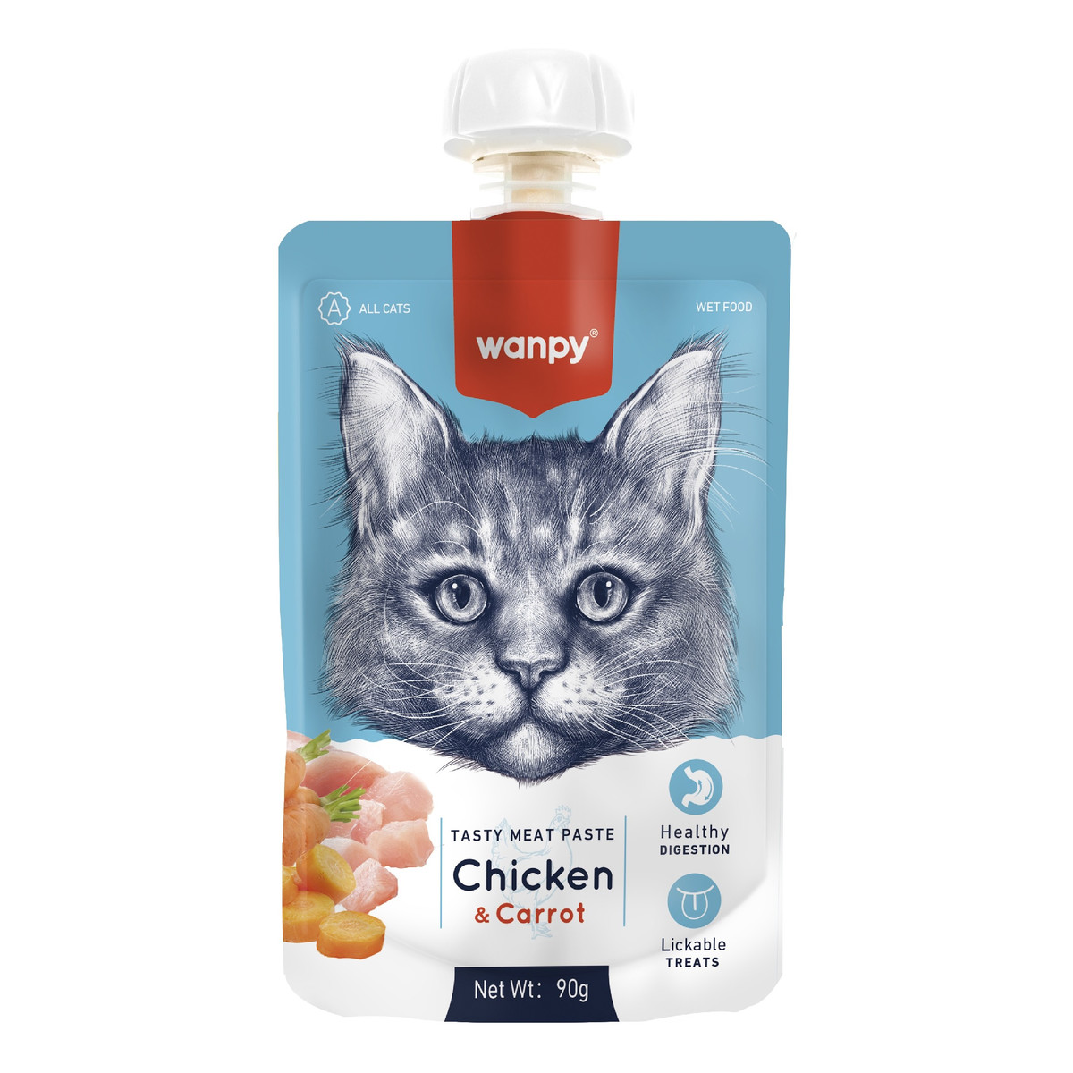 Wanpy Cats Kremowa pasta dla kotów-chicken&carrot (kurczak z marchewką ) 90g