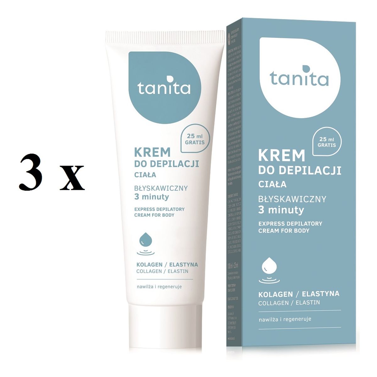 Tanita Express Depilatory Cream For Body błyskawiczny Krem do depilacji ciała kolagen 3x 125ml