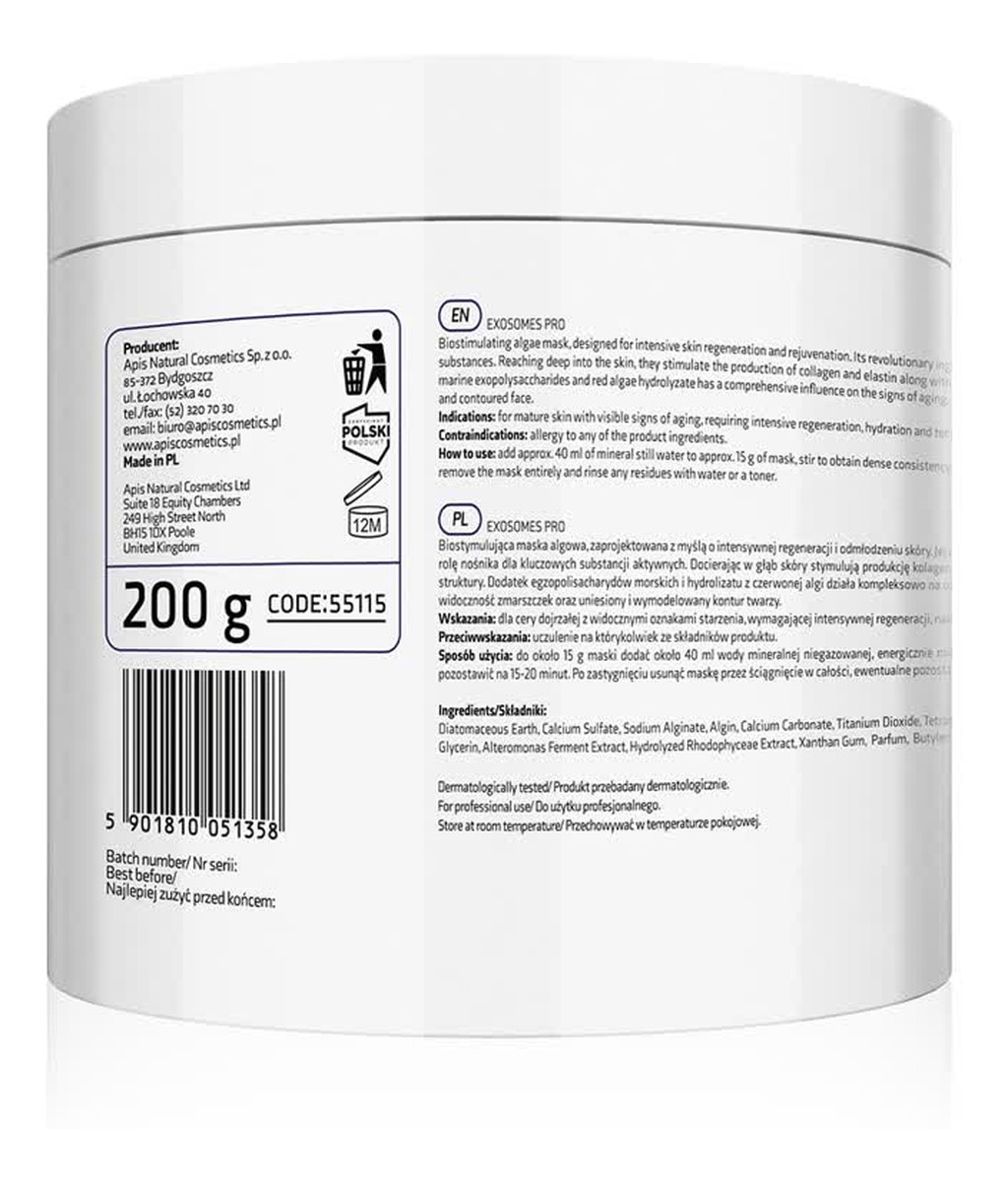 biostymulująca maska algowa z roślinnymi egzosomami