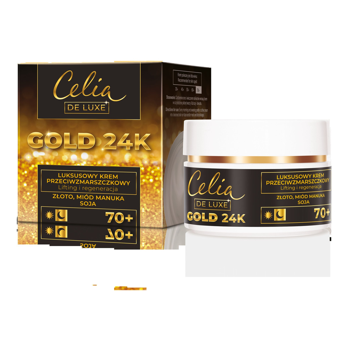 Celia De Luxe Krem Do Twarzy Gold 24K przeciwzmarszczkowy na dzień i na noc 70+ 50ml