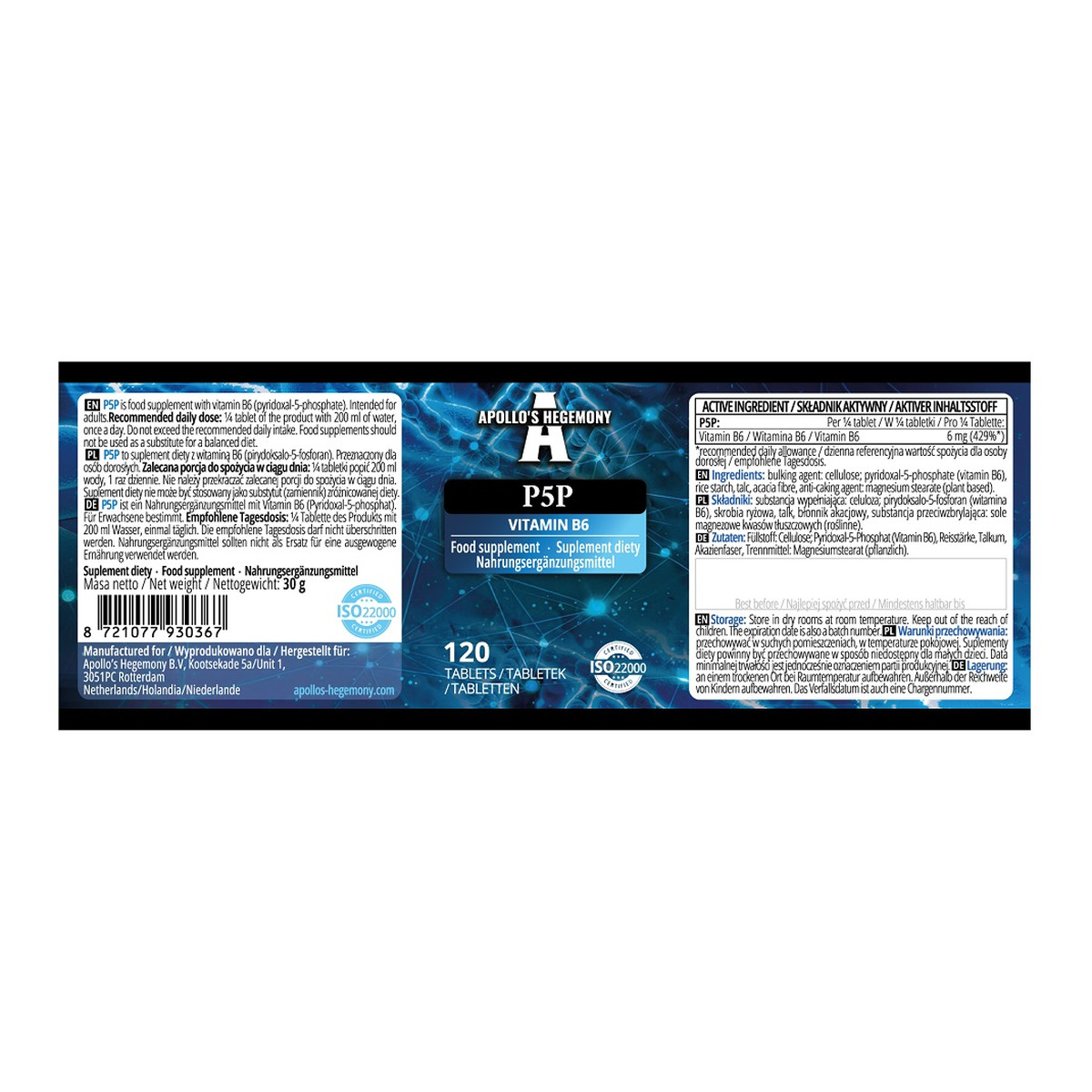 Apollo's Hegemony P5P suplement diety 120 Tabletek