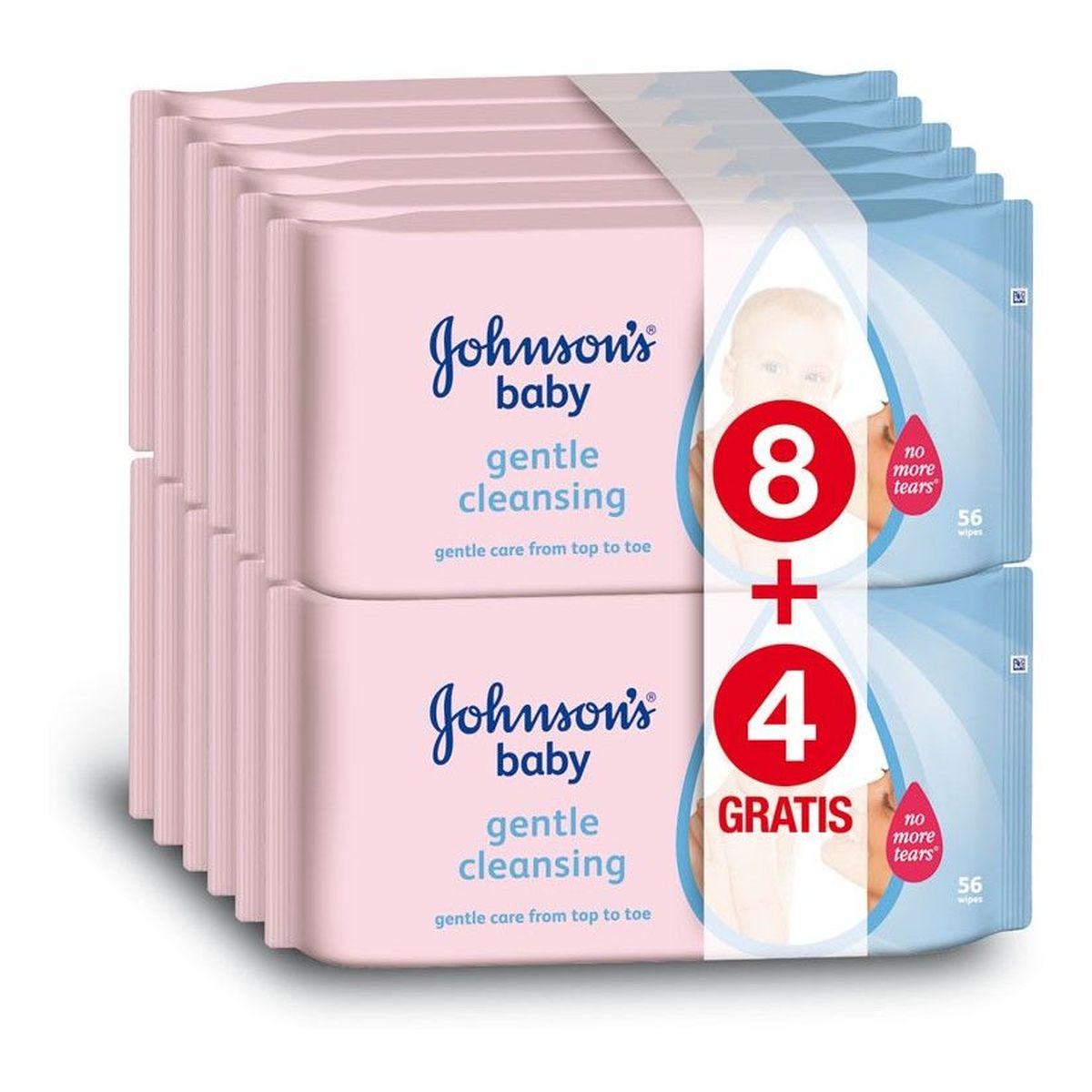 Johnson & Johnson Baby Gentle Cleasing Delikatne Chusteczki Oczyszczające 12 x 56szt.