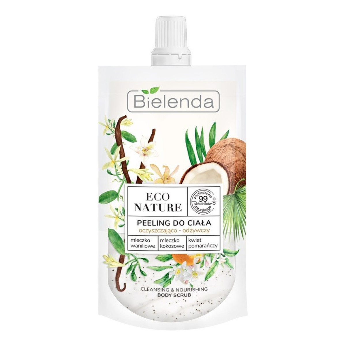 Bielenda Eco Nature Peeling do ciała odżywczy Mleczko Waniliowe & Kokosowe & Kwiat Pomarańczy 100g
