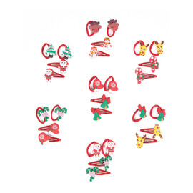 Zestaw świąteczny dwóch gumek i dwóch spinek FA-5743) 1 op.4Szt. - Mix Wzorów