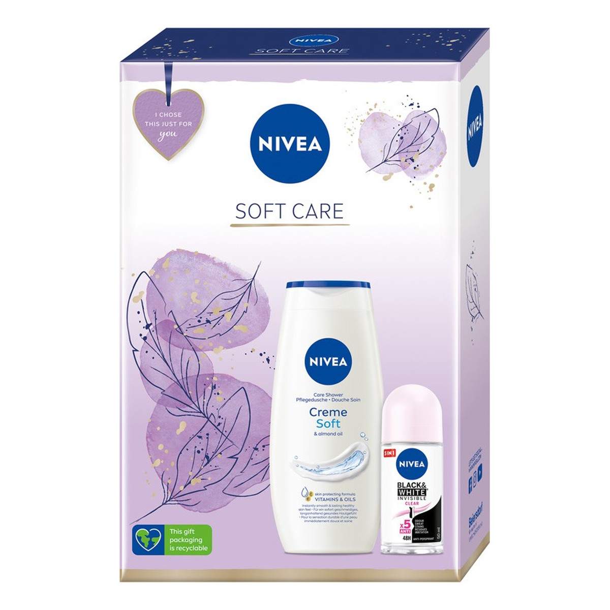 Nivea Soft Care Zestaw prezentowy żel pod prysznic + deo roll-on
