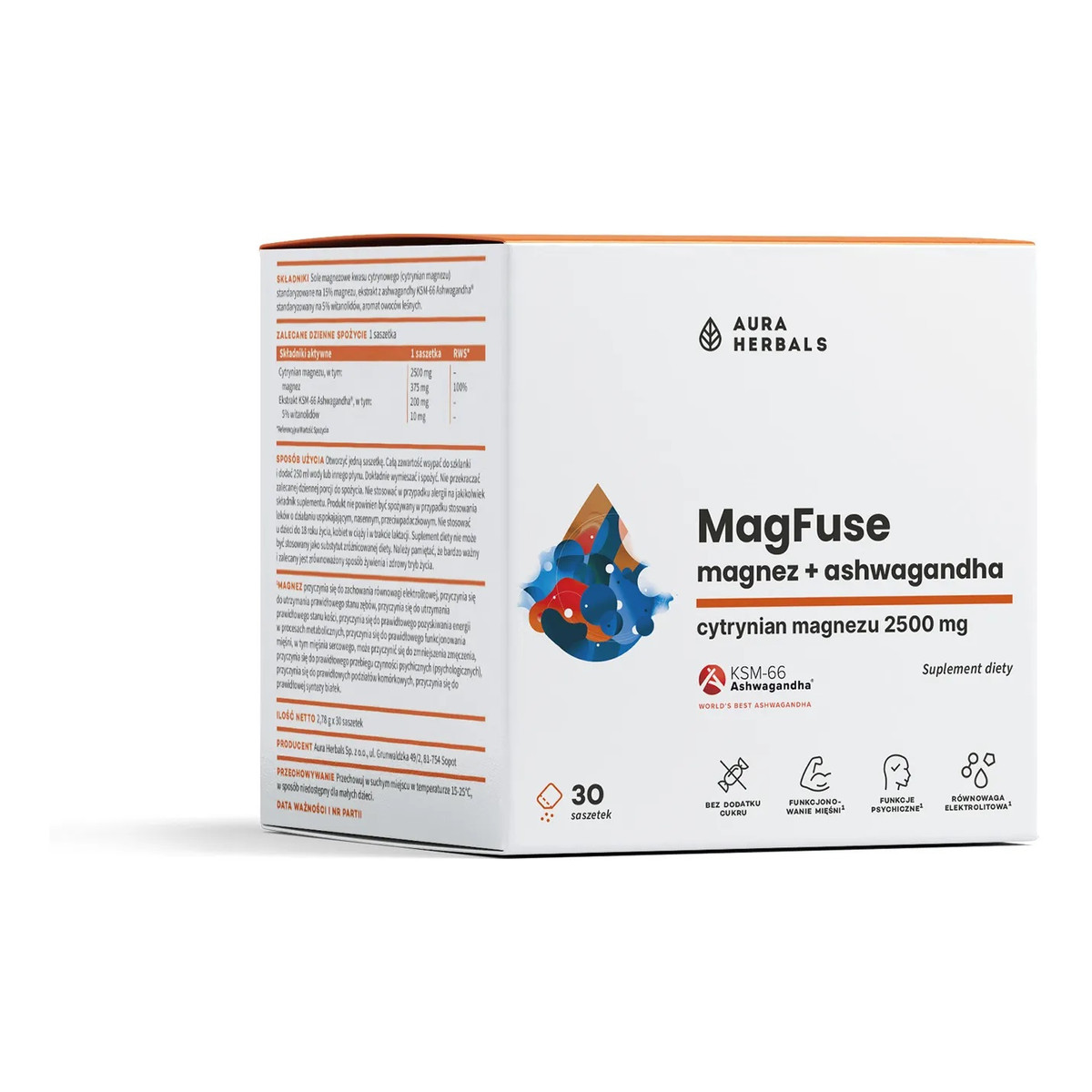 Aura Herbals MagFuse Magnez + ashwagandha suplement diety 30x2,78g