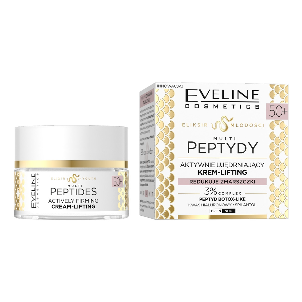 Eveline Eliksir młodości Multipeptydy akywnie ujędrniający Krem-lifting 50+ 50ml