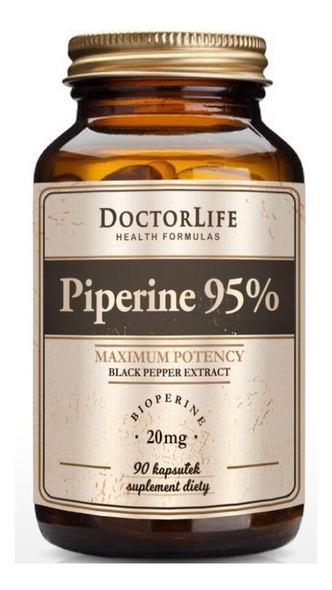Piperine 95% Black Pepper Extract ekstrakt z czarnego pieprzu 20mg suplement diety 90 kapsułek