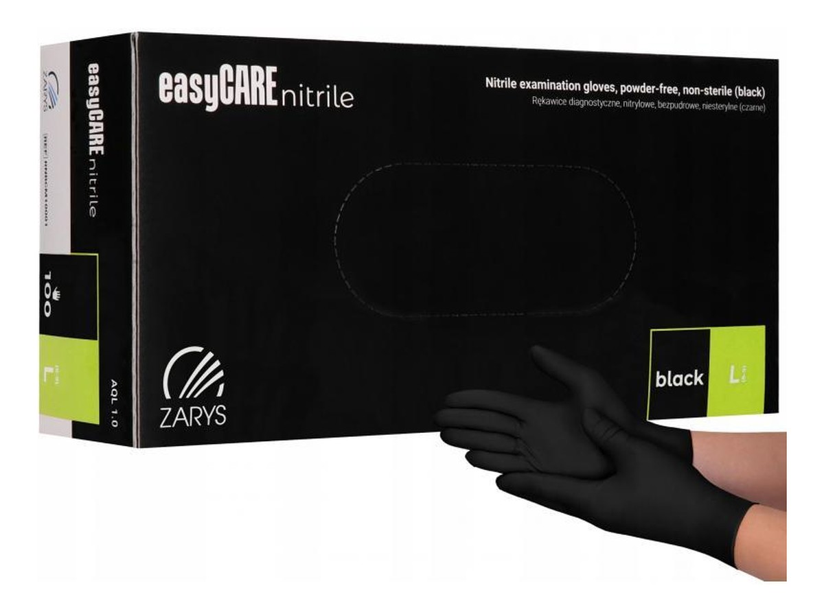 Rękawice diagnostyczne Nitrylowe bezpudrowe niesterylne czarne L 100szt.