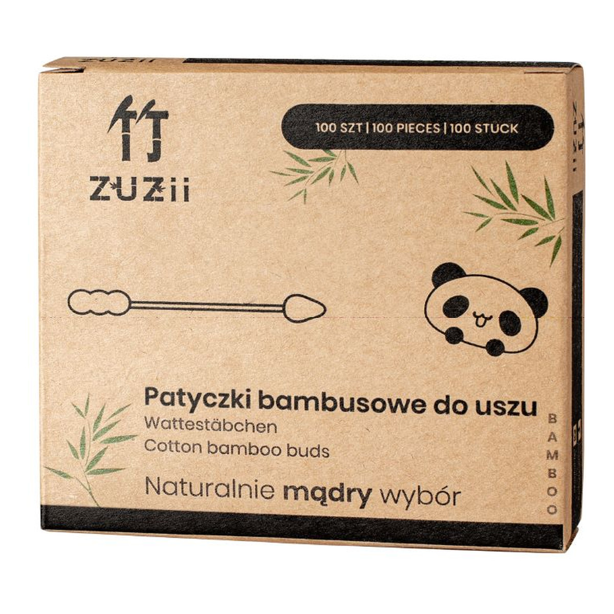 ZUZii Patyczki higieniczne bambusowe z bawełną (bałwanek-szpic) 100 szt
