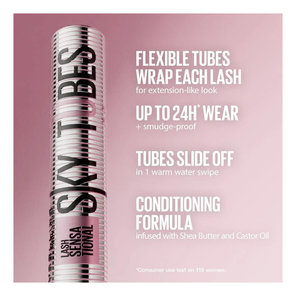 Maybelline Lash Sensational Sky Tubes wydłużający tusz do rzęs Very Black 7ml