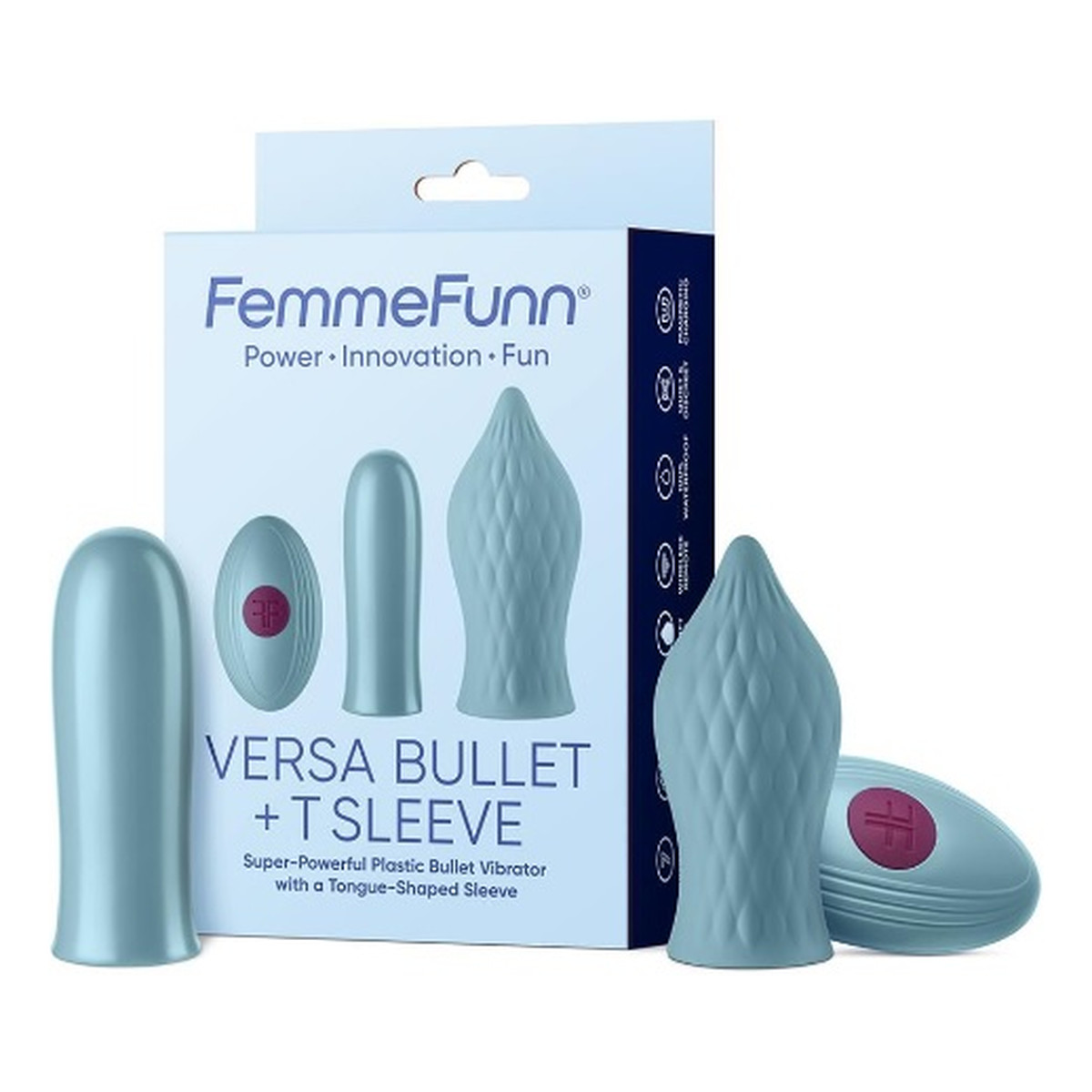 FemmeFunn Versa bullet with t sleeve wibrator z nakładką light blue