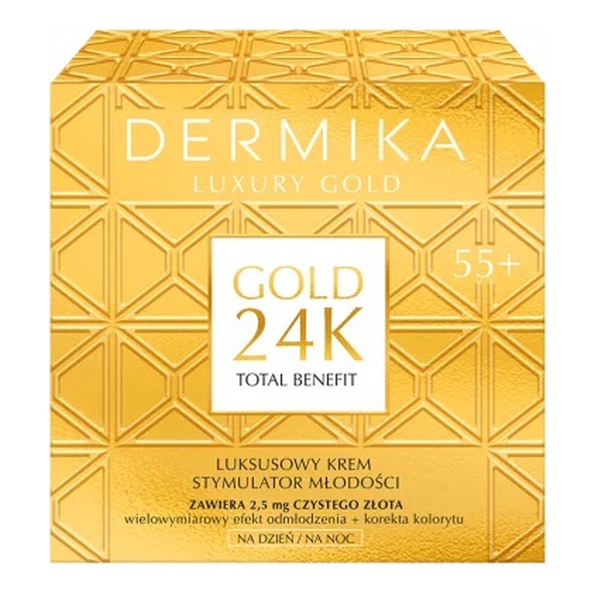 Dermika Luxury Gold 24K Total Benefit 55+ luksusowy Krem stymulator młodości na dzień i na noc 50ml