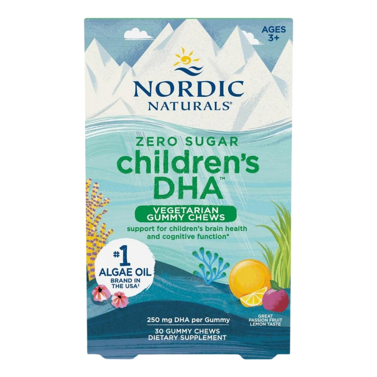 Nordic Naturals Children's DHA Vegetarrian Gummy Chews suplement diety dla dzieci Żelki passion fruit lemon 30szt