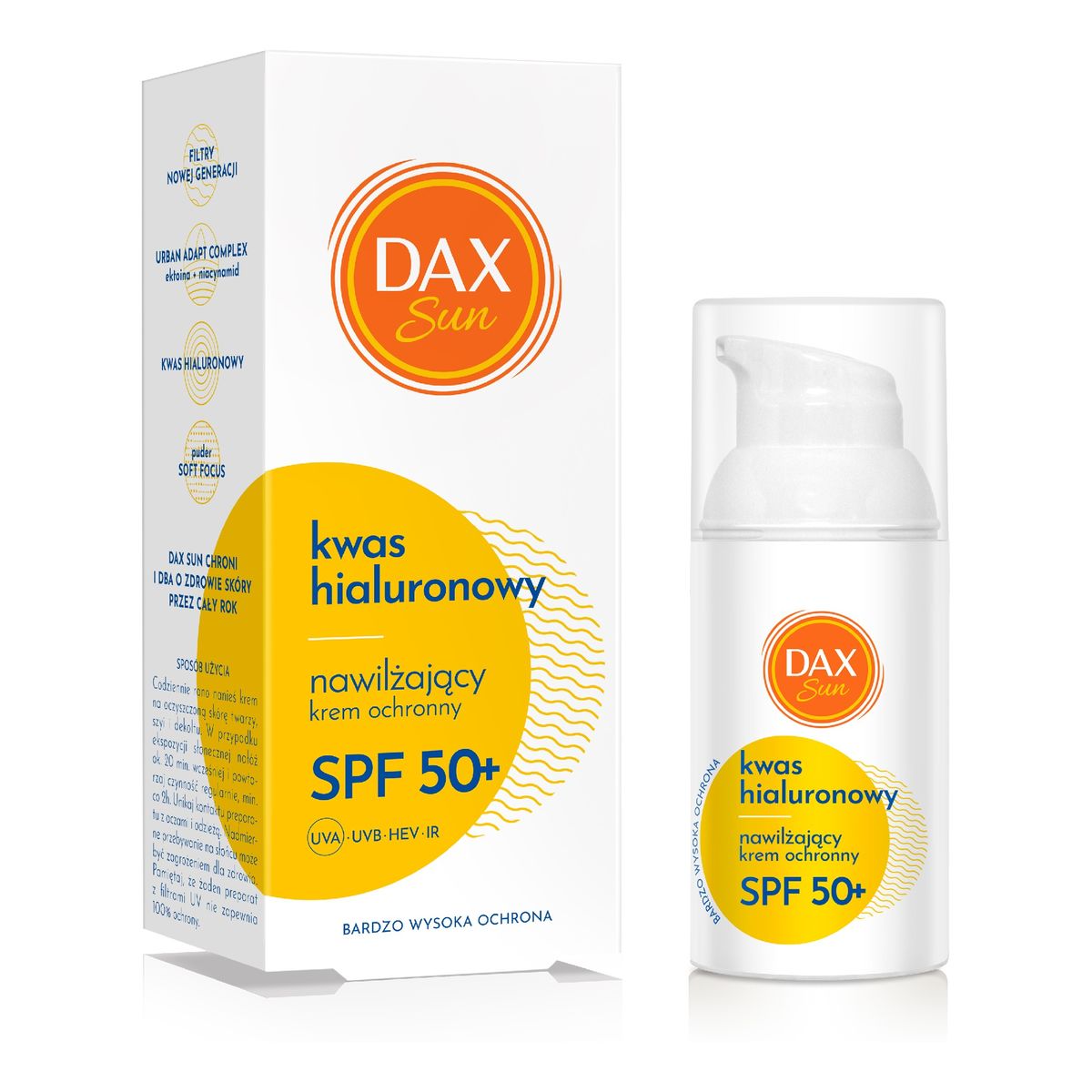 Dax Sun Nawilżający Krem ochronny z kwasem hialuronowym spf 50+ 30 ml